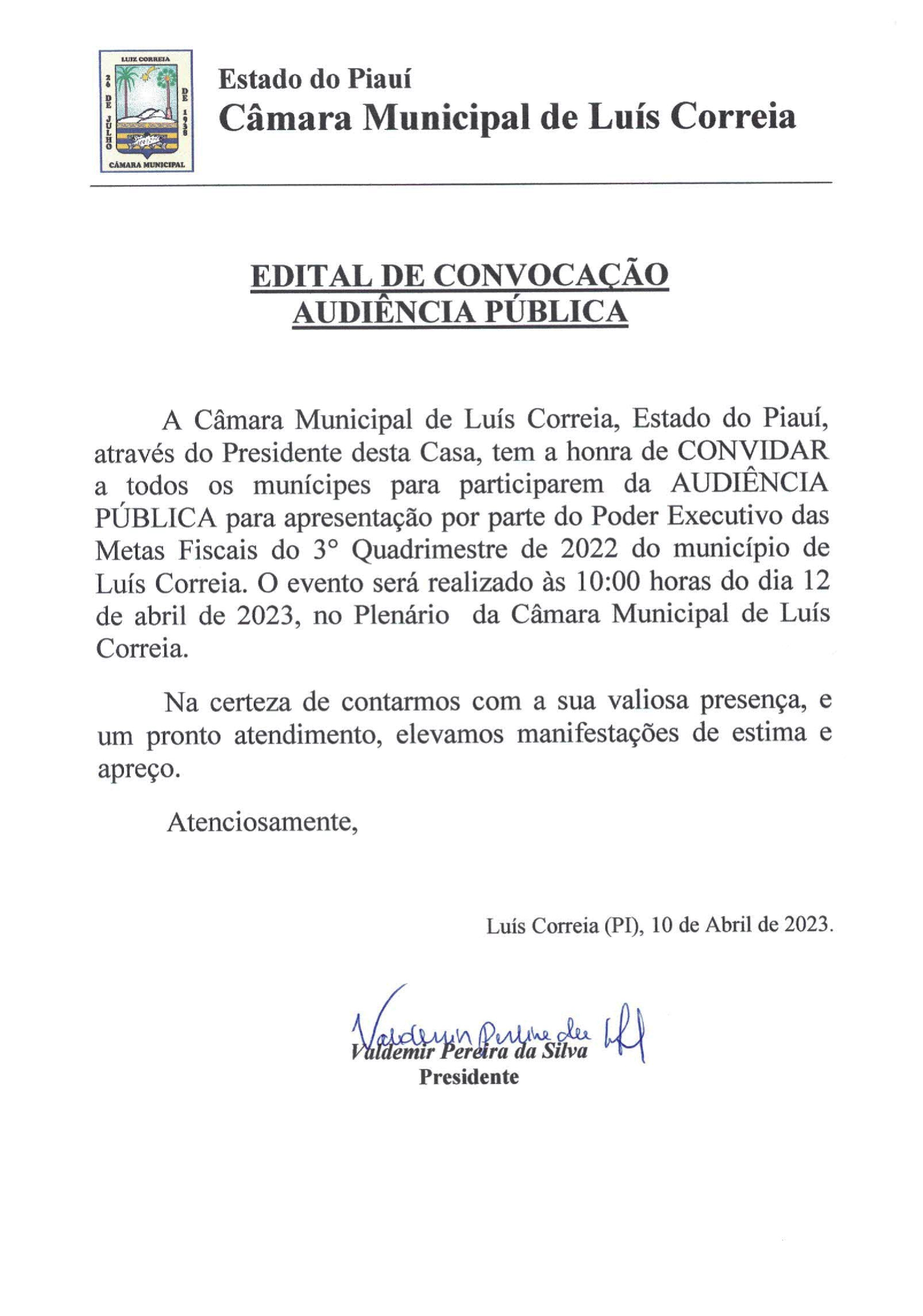 Audiência Pública Metas Fiscais 3º Quad - Poder Executivo 